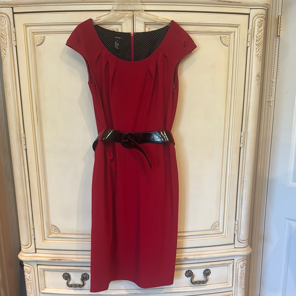 Alfani Red Sheath Dress Cap Sleeve Scoop Neck